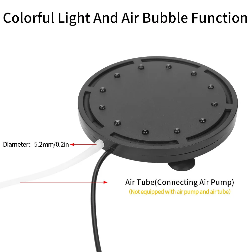 12LEDs حوض السمك الأكسجين فقاعة أضواء ملونة غاطسة مصباح IP68 مصباح مقاوم للماء لتزيين خزان الأسماك