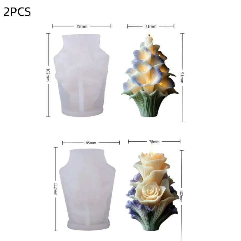 

2 шт. форма для рождественской елки с цветами, легкосъемный силикон для праздничных свечей и декора своими руками