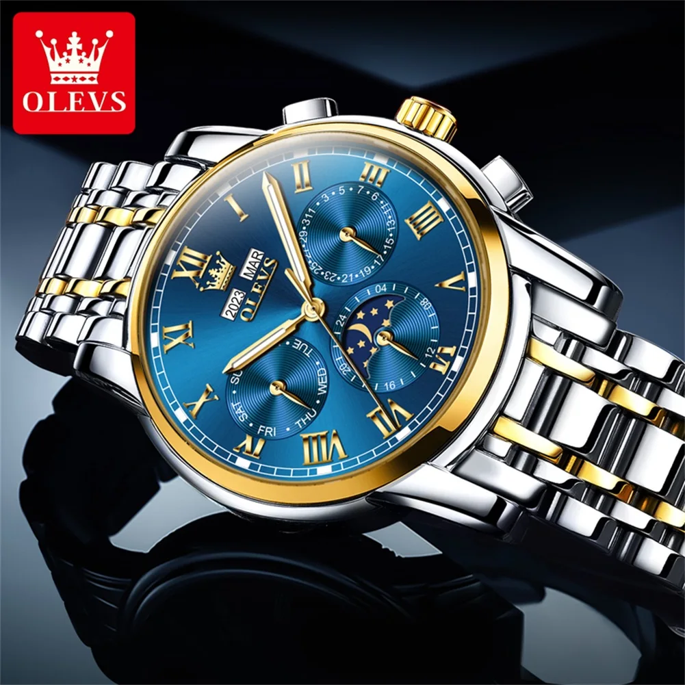 OLEVS 6692 Luxury Original Automatic Mechanical Watch for Men 24 Hour Moon Phase Waterproof Calendar Business Men\'s Wristwatch