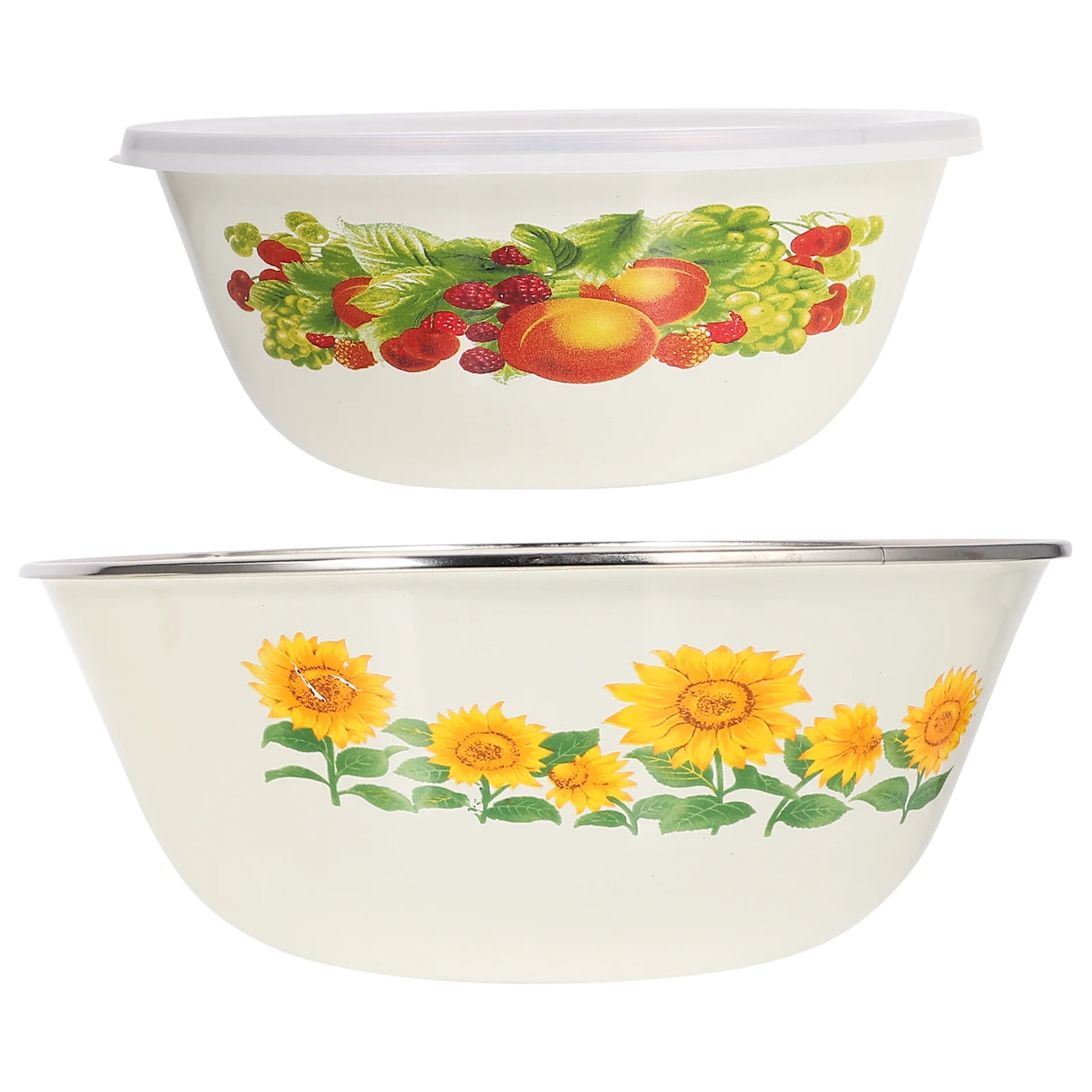 

2Sets Thicken Bowls Enamel Bowls with Lids Exquisite Workmanship Full of Sense of Age Convenient to Use for Soup Rice