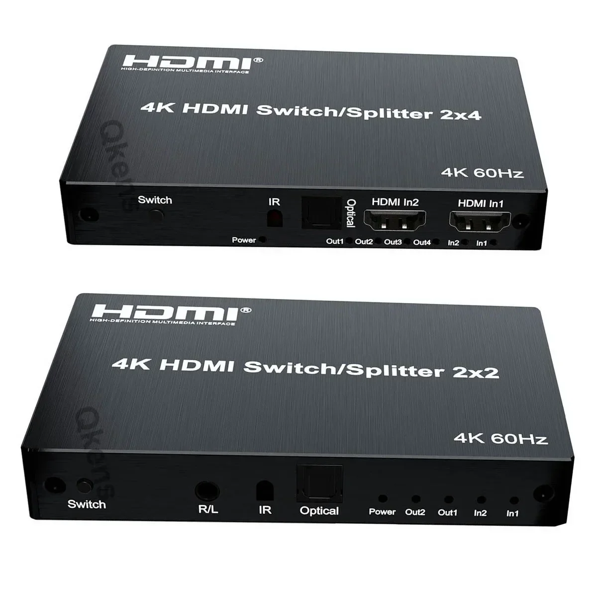 4K 60hz 2x2 HDMI Switch Splitter 2 In 2 4 Out 2x4 HDMI Switcher 3.5mm Audio Extract 3D Video Converter Dual TV 2 3 or 4 Display