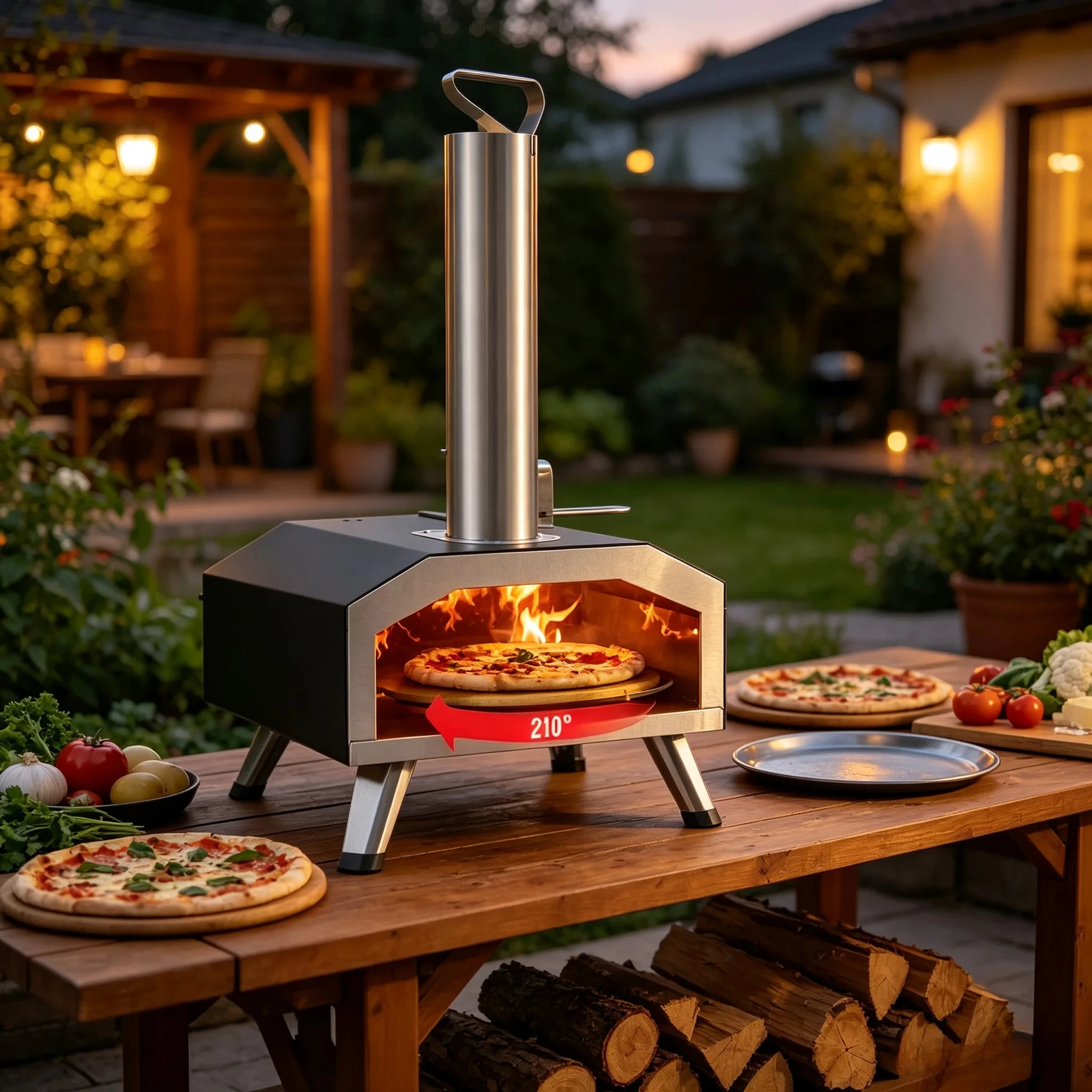Foldable Outdoor Pizza Stove, Manual Rotating Pizza Stone Oven, Portable Backyard Pizza Maker with Customizable Size Option