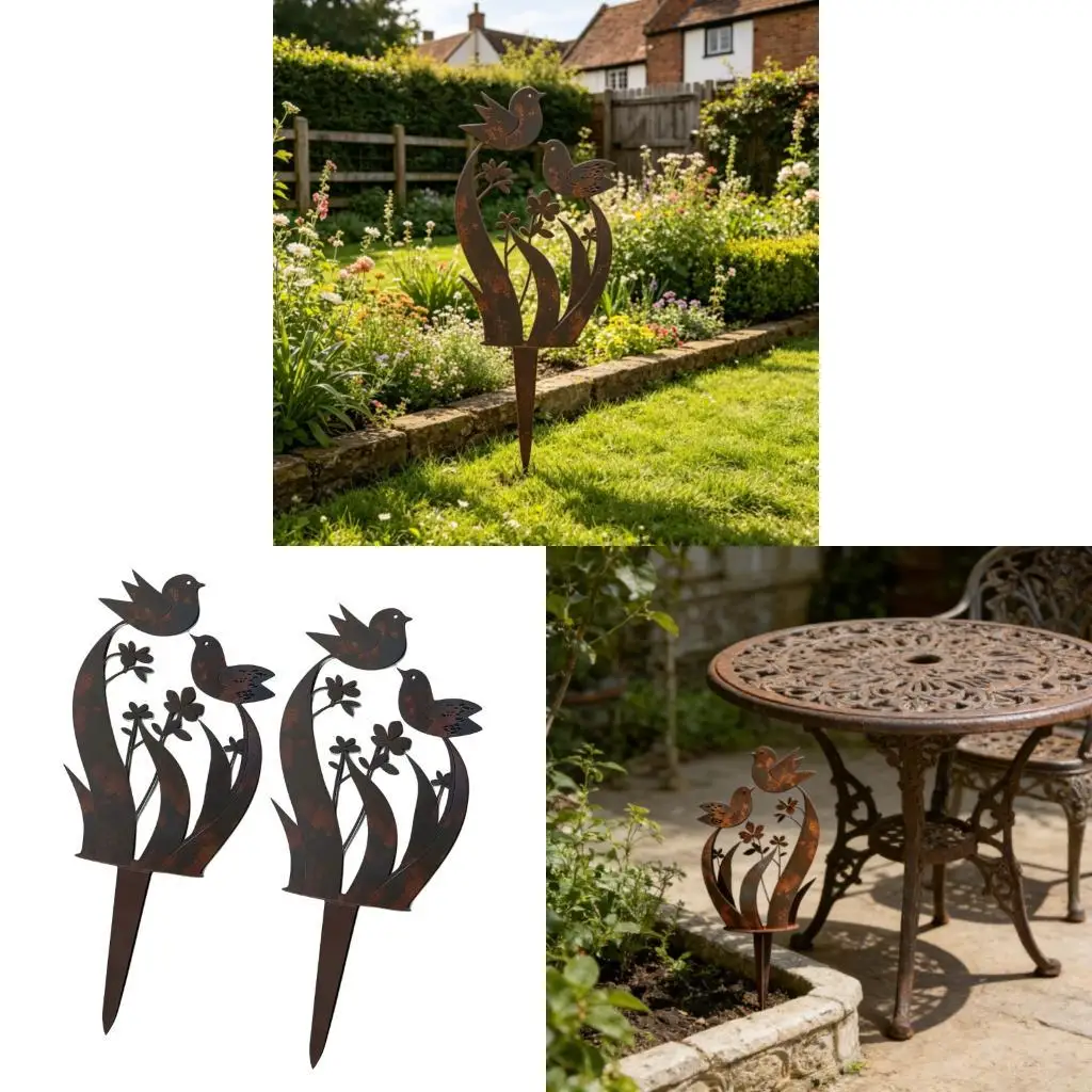 

Distinctive Traditional Bird And field Flower Metal Accent For Gardens And Pots Y5GB