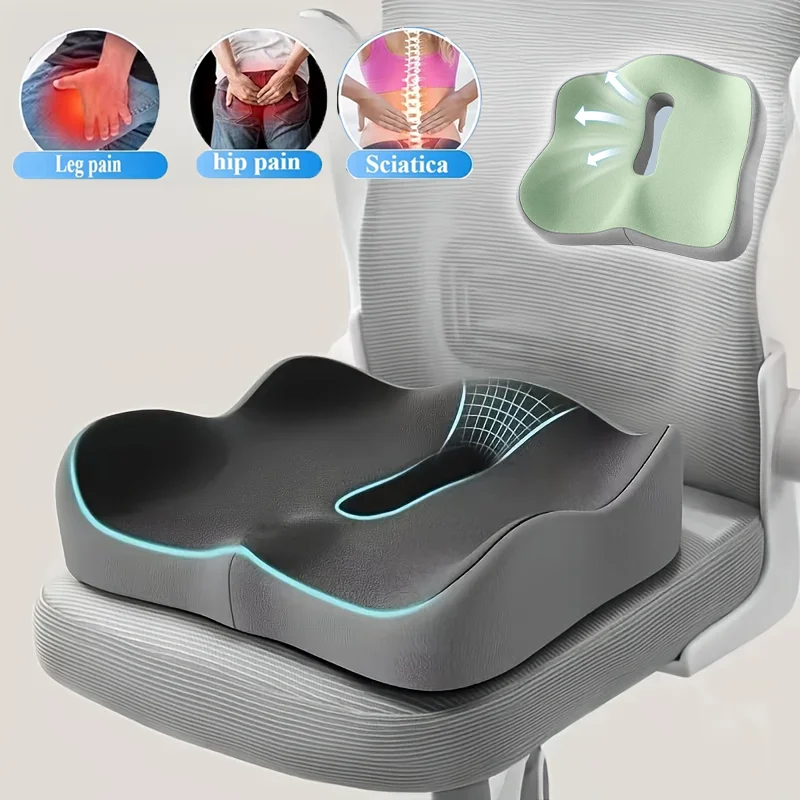 Sitzkissen aus Memory-Schaum, ergonomisches Lendenwirbelstützkissen für Büro, Auto, Rollstuhl, atmungsaktive Haltungskorrektur