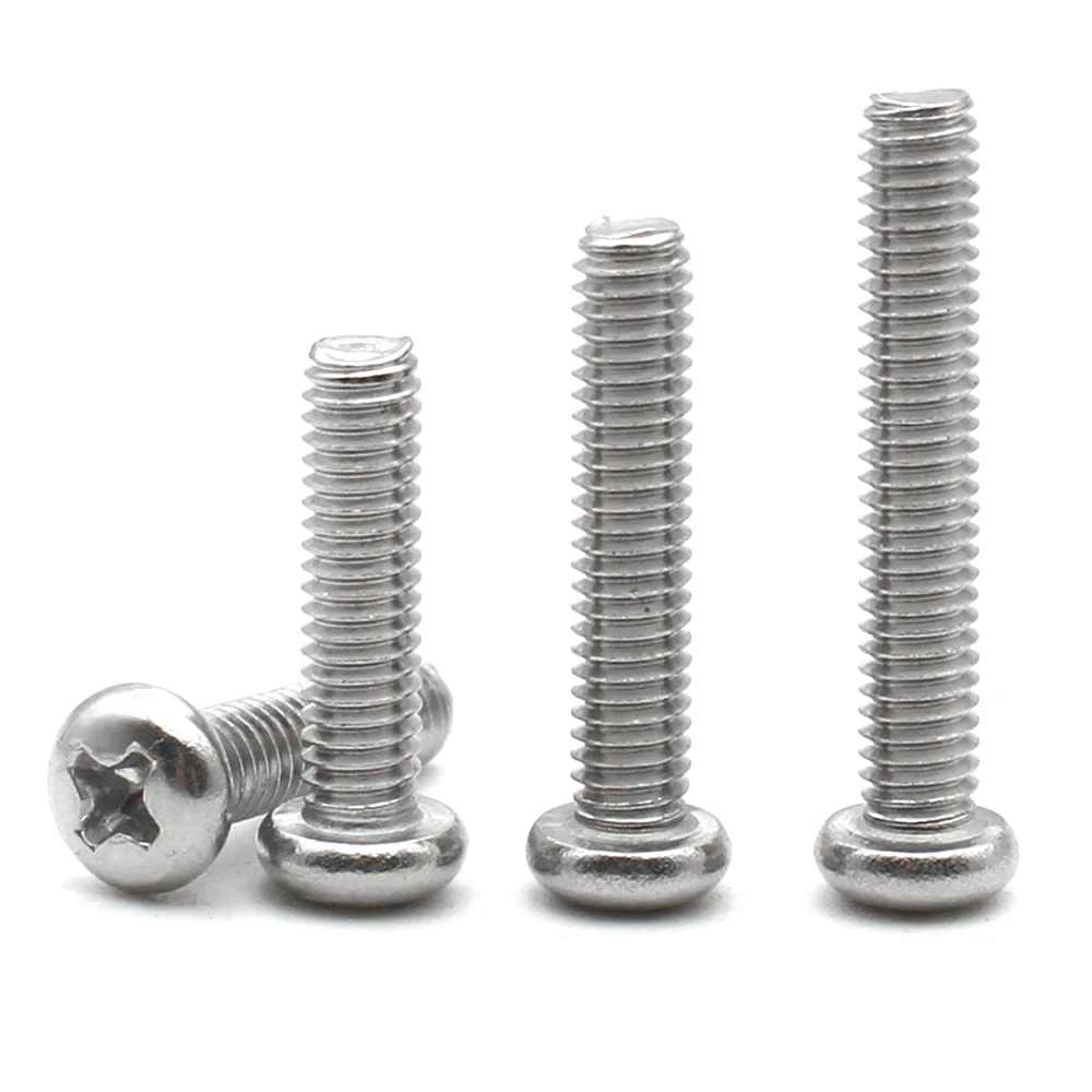 M1–M8 10–100pcs 304 Stainless Steel Phillips Cross Recessed Pan Head Machine Screw DIN7985