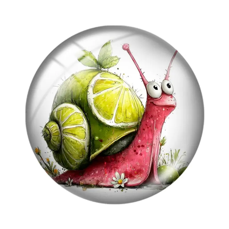 Watercolor Snail Summer 12/18/20/25mm glass cabochon  bracelet pendant rings for jewelry demo earrings back Making findings
