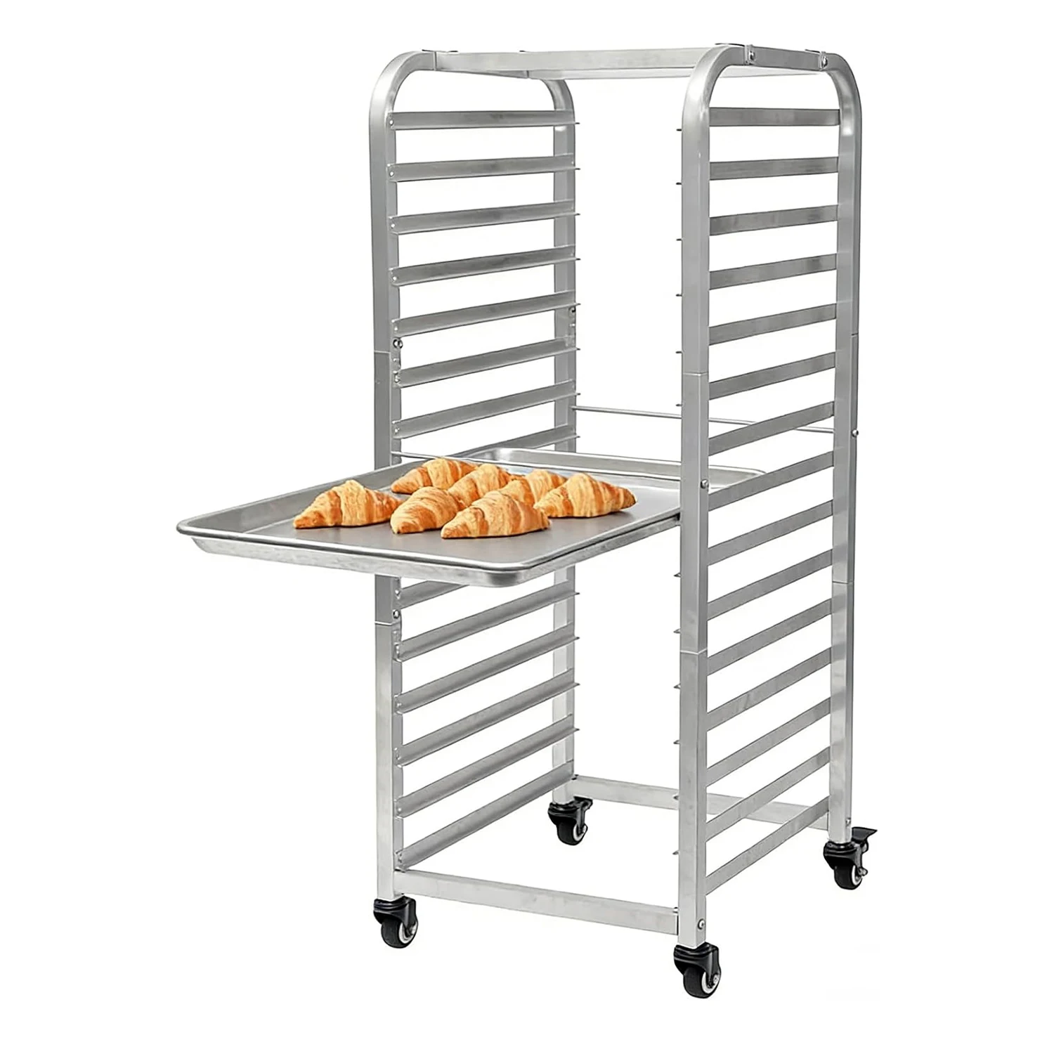 Mobiler Bäckerei-Kühlregal, Trolley, Aluminium-Brötchen- und Pfannenregal mit feststellbaren Rollen für Küche, Restaurant, Pizza, Brot, Kekse