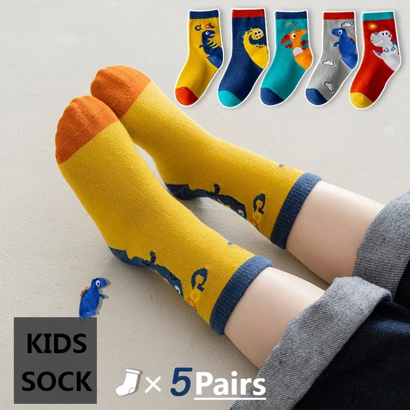 5Pairs/lot Baby Socks Newborn Baby Boy Socks 1-3-5-8-12Y Kids Cotton Cute Animal Design Fadeless Soft Children's Socks for Boys