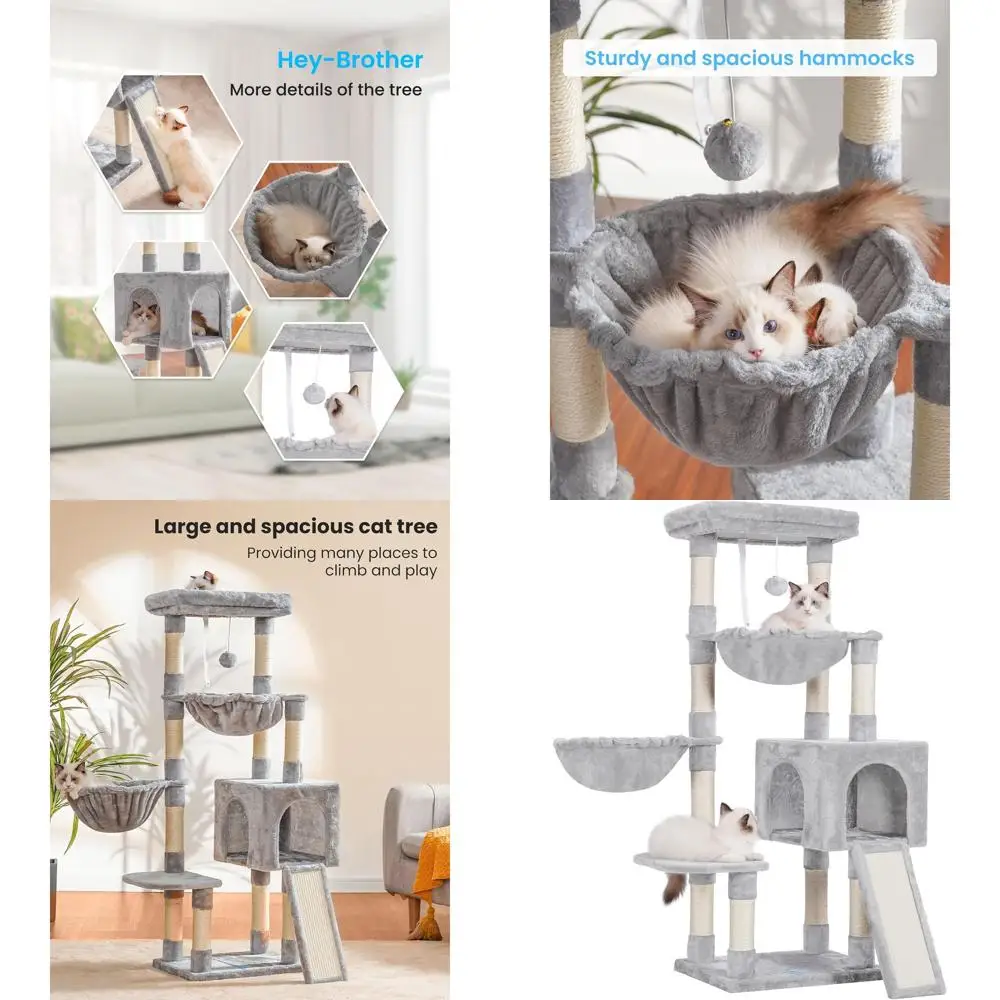 

Indoor Cat Tree with Padded Bed, Hammocks, and Sisal Scratching Posts