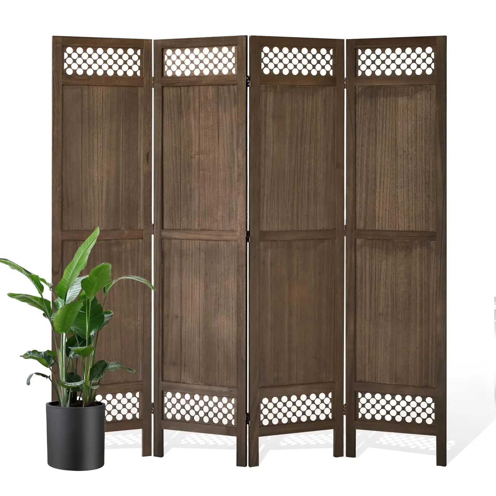 Privacy Sn Room Divider Panel - 67 Inch Tall Natural Wood Folding Partition Room Dividers, No-Assembly Required
