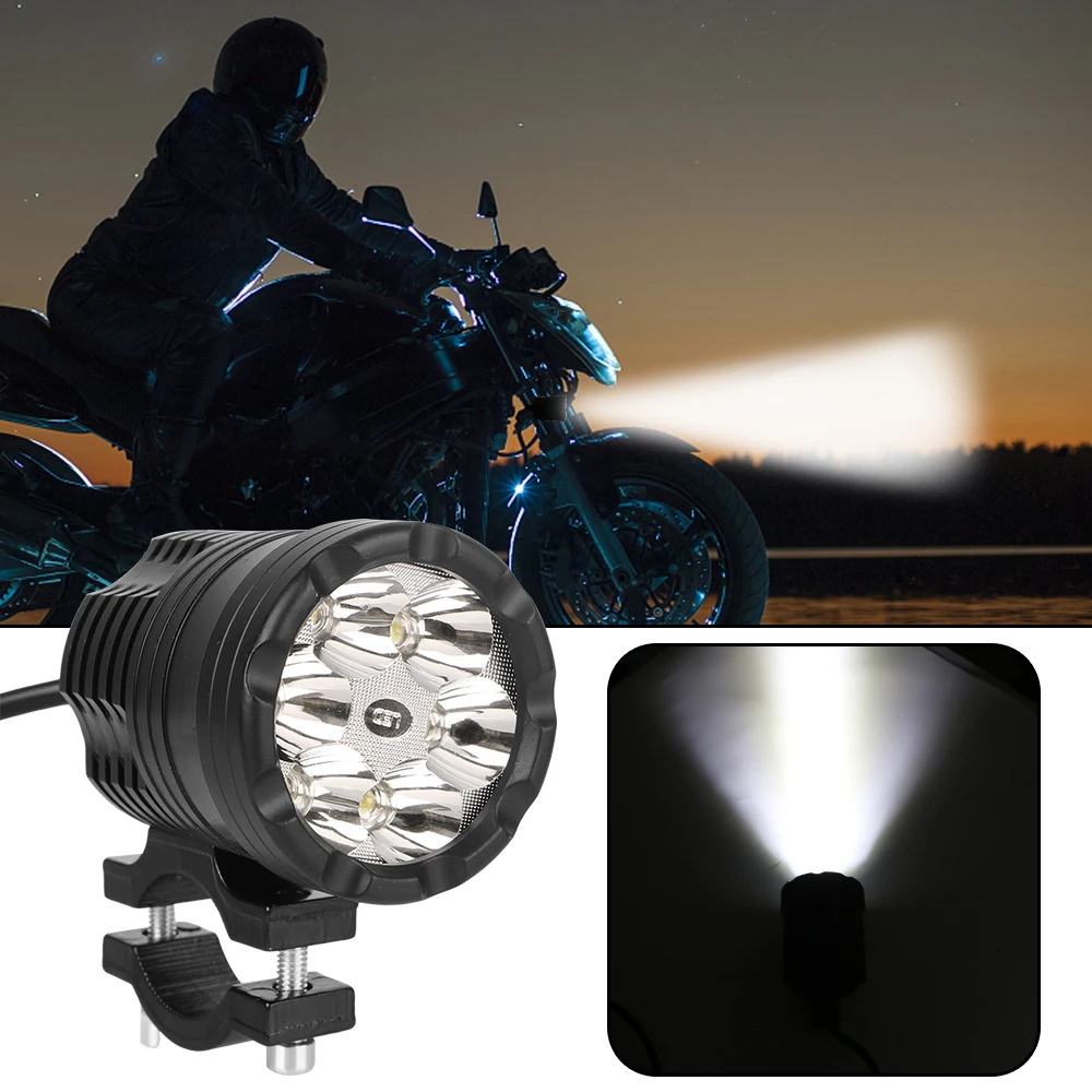 12-80V Motorcycle Spotlight LED Truck Trailer Lights Fog Lamp 30W 6500K Electric Bicycle Headlight Dirt Pit Bike ATV Accessories