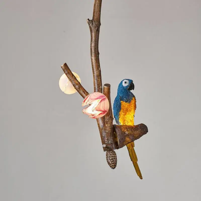 Cartoon Parrot Bar lighting American Vintage Branch Chandelier for kitchen Pastoral Decorative Animal children room pendant Lamp