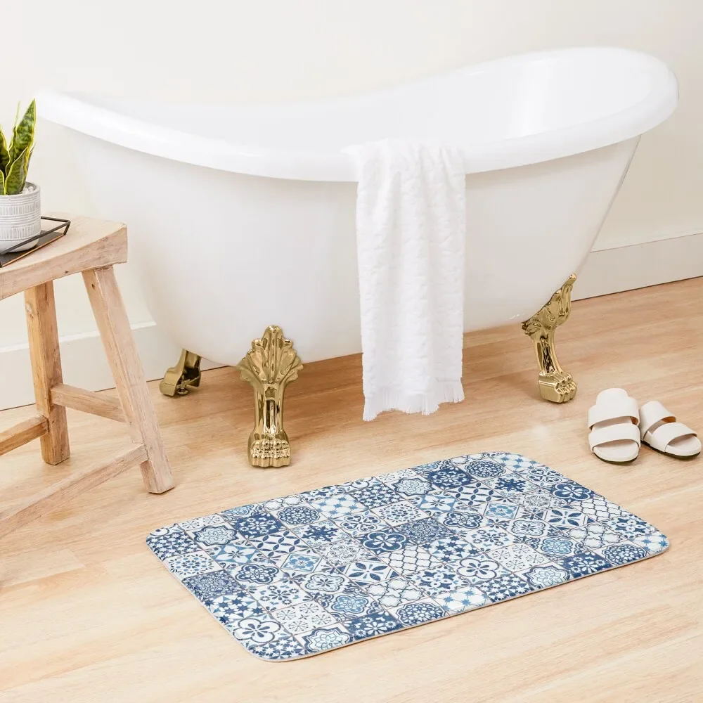 

Portuguese Azulejos Bath Mat Bathroom Accessories Sets Bathroom Supplies Rug Foot Bathroom Absorbent Quick Dry Mat