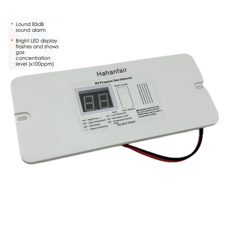 Black RV Propane Gas Detection System, 85Db Alarm, DC 12V, Compatible With Trailers And Motorcoaches
