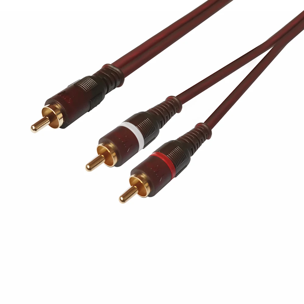 RCA Y Splitter 1 RCA Male to 2 RCA Male HIFI Audio Cable OFC Conductor Gold Plated RCA Plug Cable 1.5m