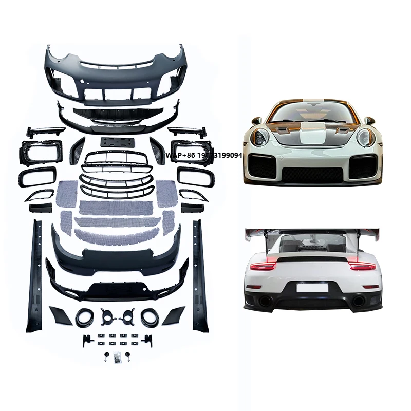 New Car Modification Upgrade Rear Body Kit with Fog Light and Bolt-On Front Bumper for 911 Carrera 991.1 991.2 GT2 RS