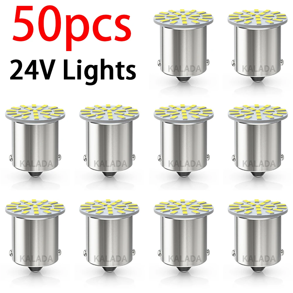 

50pcs 24V Truck LED Light 1156 BA15S 1157 BAY15D 3014SMD For Car Accessories DRL Daytime Running Lamp Reverse Turn Signal White