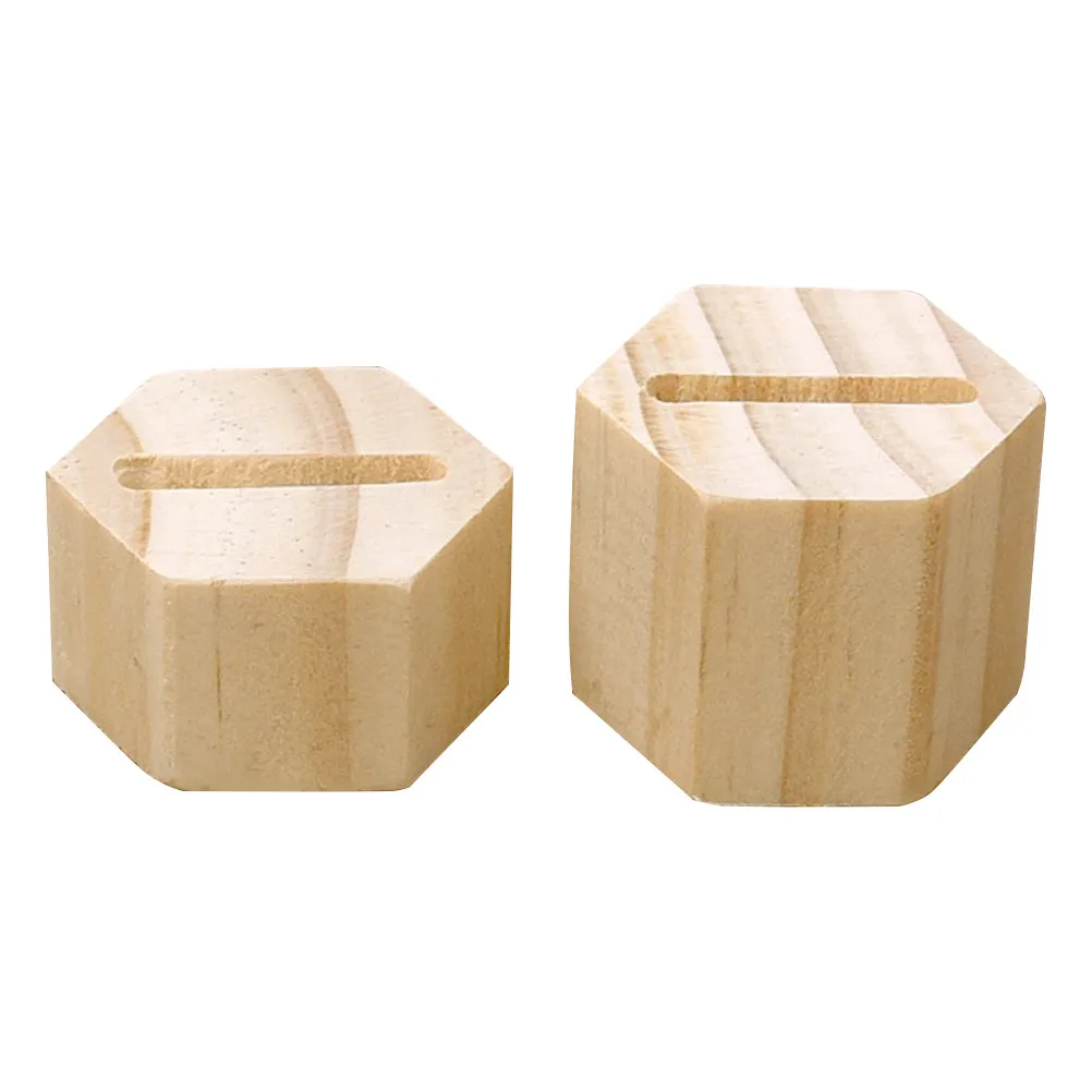

1Pair Ring Display Stand Wooden Jewelry Organizer Hexagon Shape Reusable Storage Rack For Couples Anti-Slip Bottom Vintage