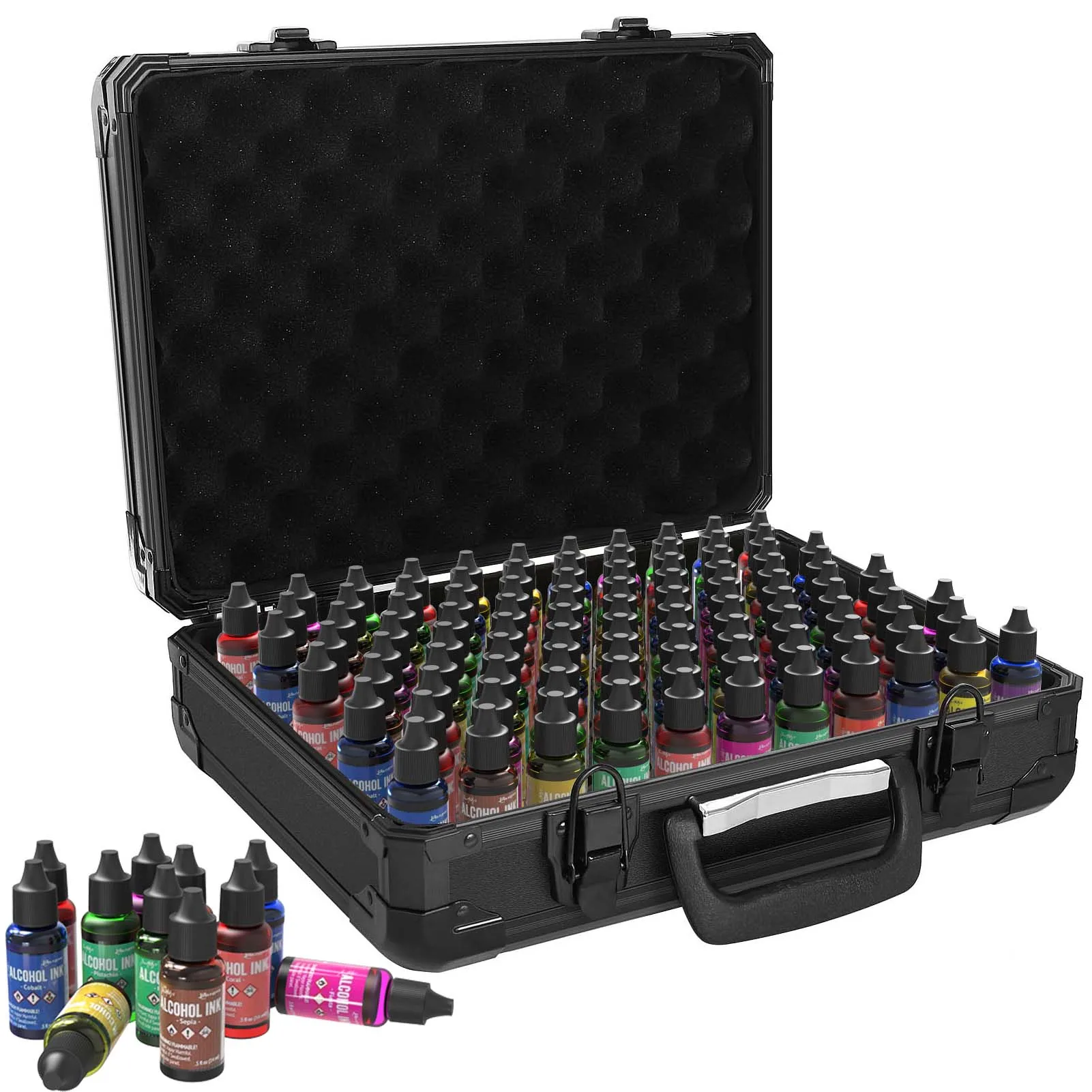 Evemodel Model Paint Bottle Organizer Carrying Suitcase for Tattoo Liquid,Pigment,Alcohol Ink,Essential Oils,Food Color SN08