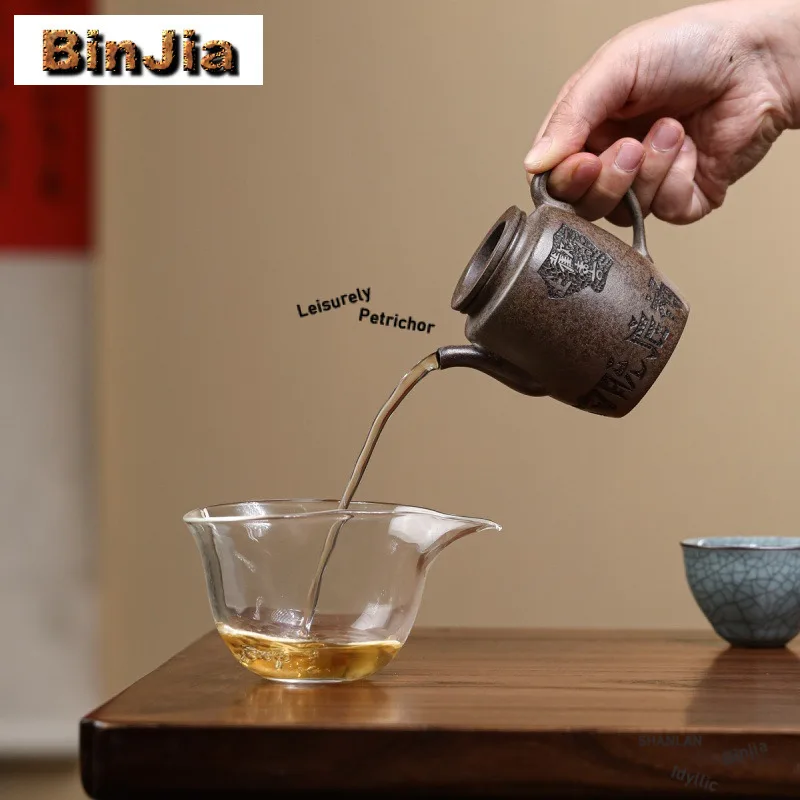 170ml High-end Yixing Purple Clay Teapots Master Handmade Pot Raw Ore Dragon Back Green Mud Kettle Chinese Zisha Tea Set Craft