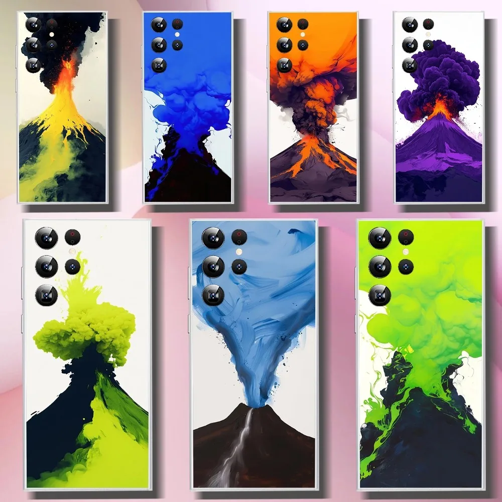 Volcanic Eruption Phone Case For Samsung Galaxy A52 A12 A51 S21 Edge S22ULTRA S23 S20LITE Plus Ultra Transparent Cover