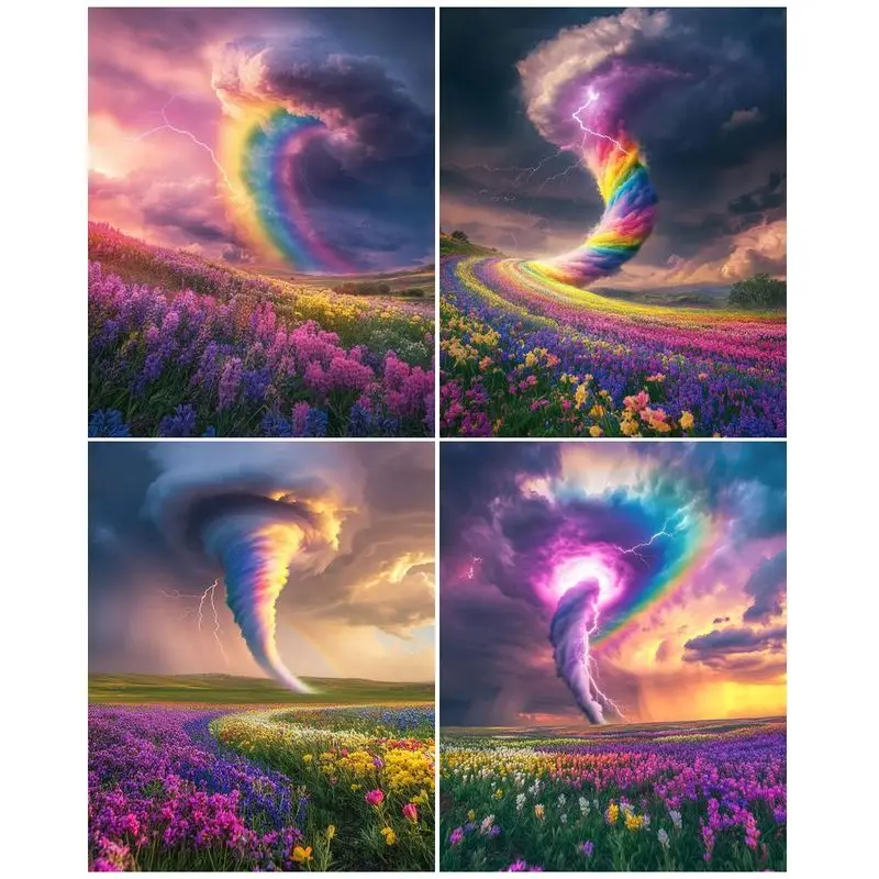 

CHENISTORY Paint By Number Rainbow Tornado Scenery Kits Drawing On Canvas DIY Pictures By Number HandPainted Gift Home Decor