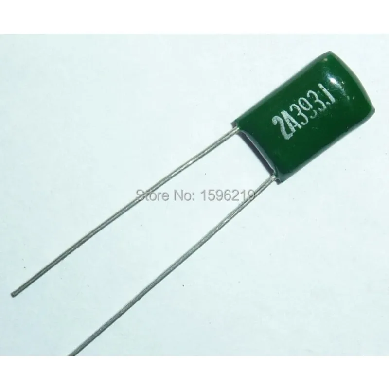 Capacitor do filme do poliéster, Mylar, 100V, 2A393J, 0,039 uF, 39nF, 2A393, 5%, transporte livre, 200 PCes