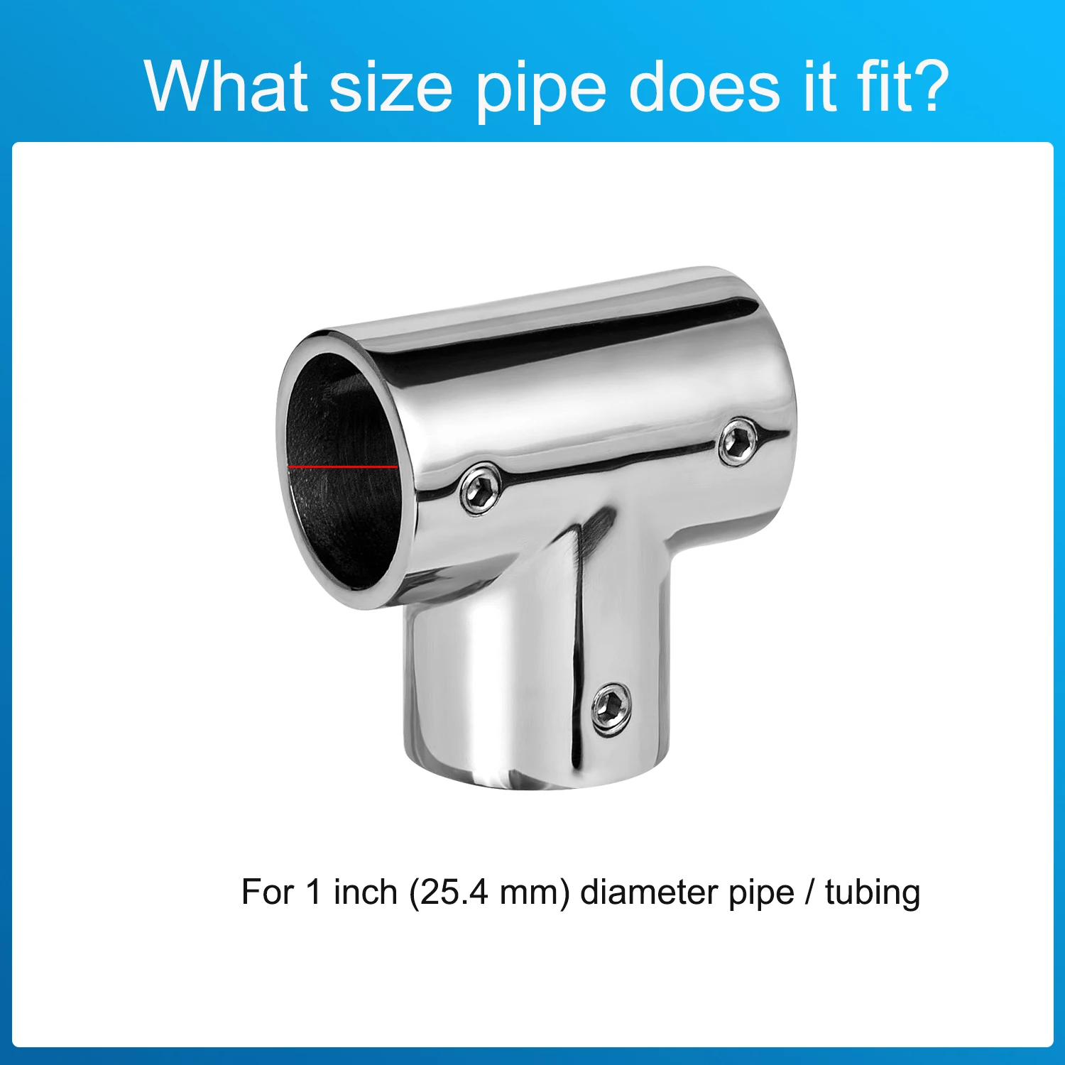 Boat Handrail Fitting 90 Degree Tee Rail for 1 inch Tubing, Heavy Duty, 316 Stainless Steel, Marine Boat Railing Tee Connector