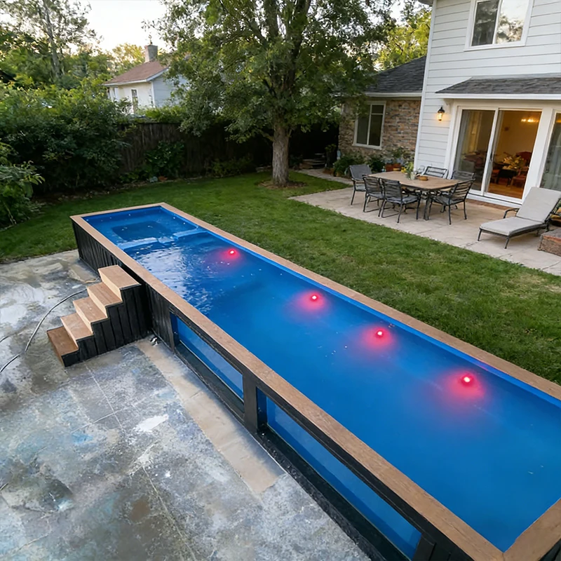 40ft Shipping Container Pool Luxury Outdoor Swimming Pool Prefabricated Modular Pool Hotel Villa Garden Use Customized