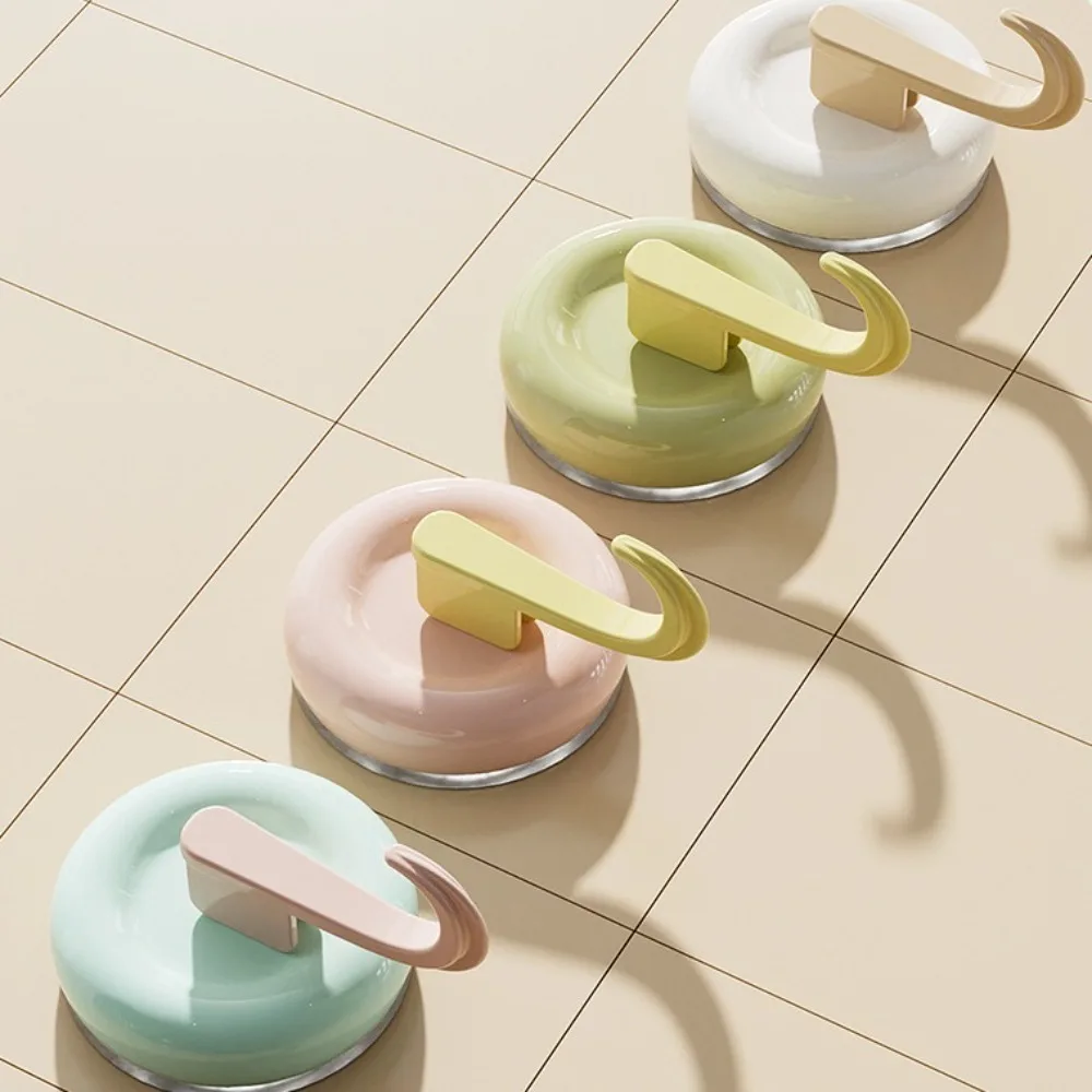 

4pcs Strong Round Vacuum Suction Cup Hook Colorful Seamless Wall Hanger ABS Punch-free Door Hooks Kitchen