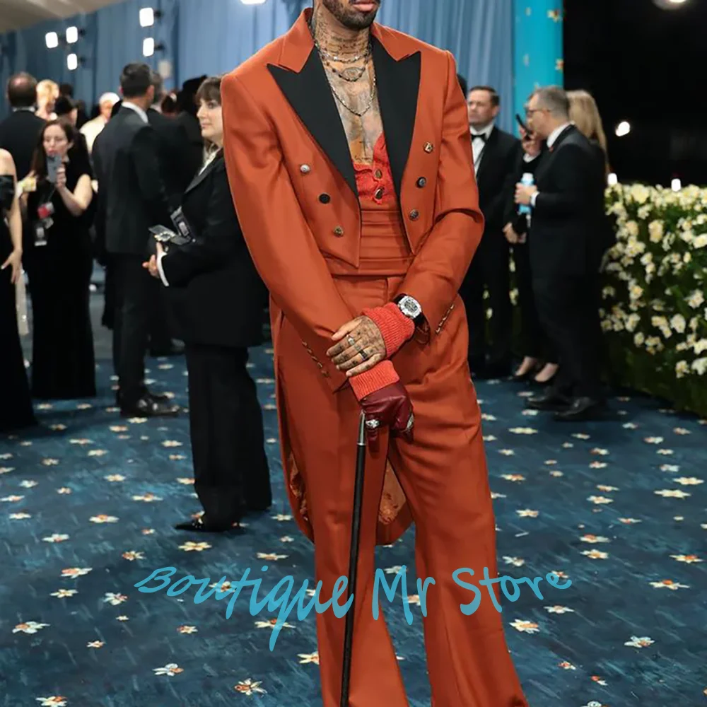 

Элегантный мужской костюм-смокинг на заказ с черными остроконечными лацканами, комплект из 2 предметов, двубортный длинный пиджак, костюм для официальных мероприятий