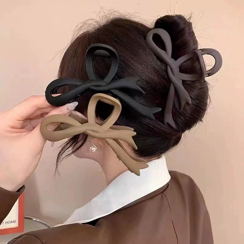 

Matte Acrylic Hair Clips Vintage Ribbon Bow Hair Claws Crab Headwear Hairpins Shark Ponytail for Women Accessories Barrette Gift