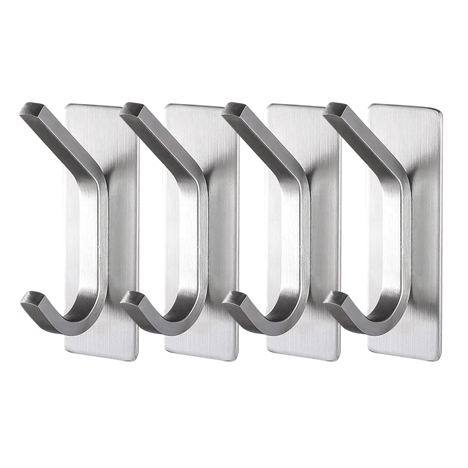 4 ชิ้นหมวกผ้าเช็ดตัวแขวนกระเป๋าประตูห้องนอนห้องครัวสแตนเลสห้องน้ํา Heavy Duty Self กาวตะขอติดผนัง