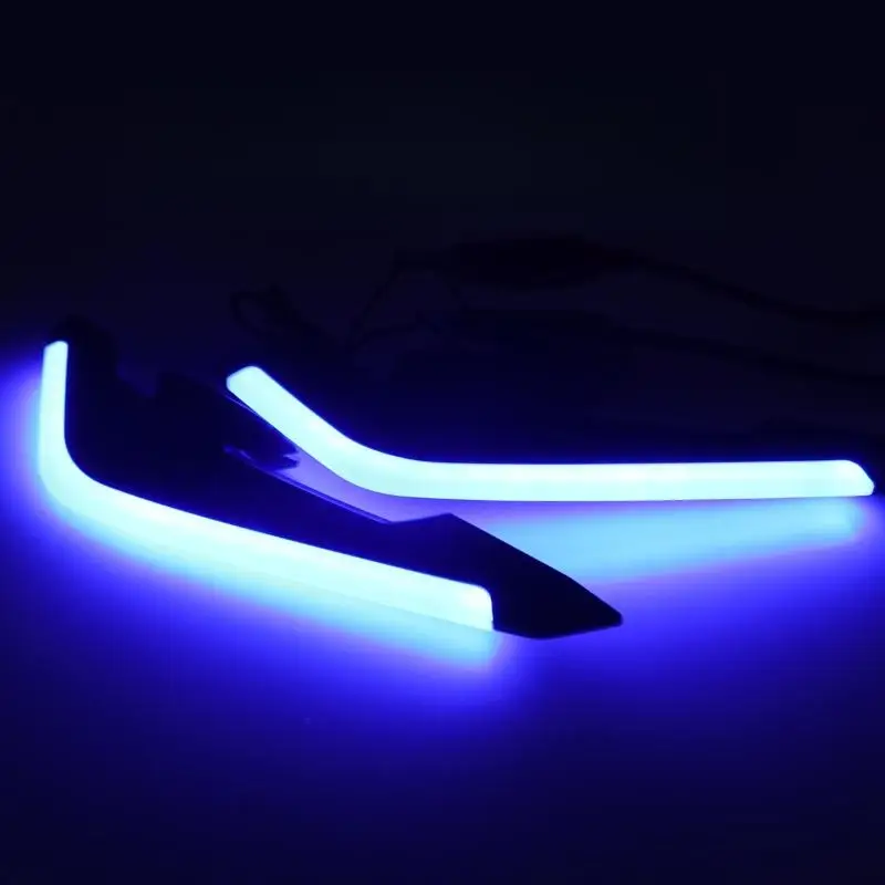 2Pcs Fixed Wind Wings With LED Light Adhesive Decoration Sticker Motorcycle Front Side Spoiler Winglets Aerodynamic Wing Set