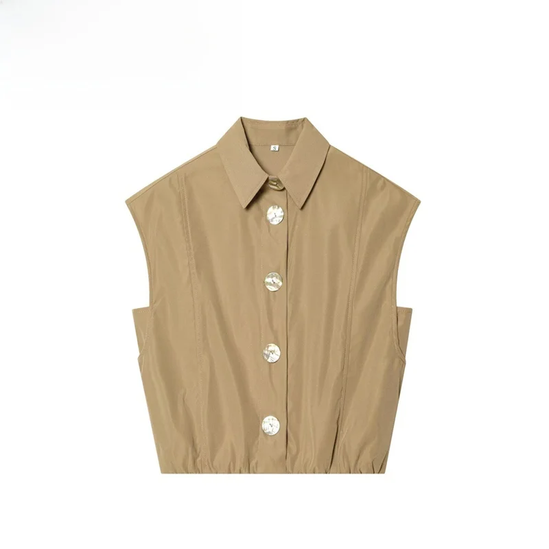 

Fashionable Sleeveless Collared Shirt for Women Breathable Polyester Fiber Casual Style Slim Fit Chinese Production Spring Se...
