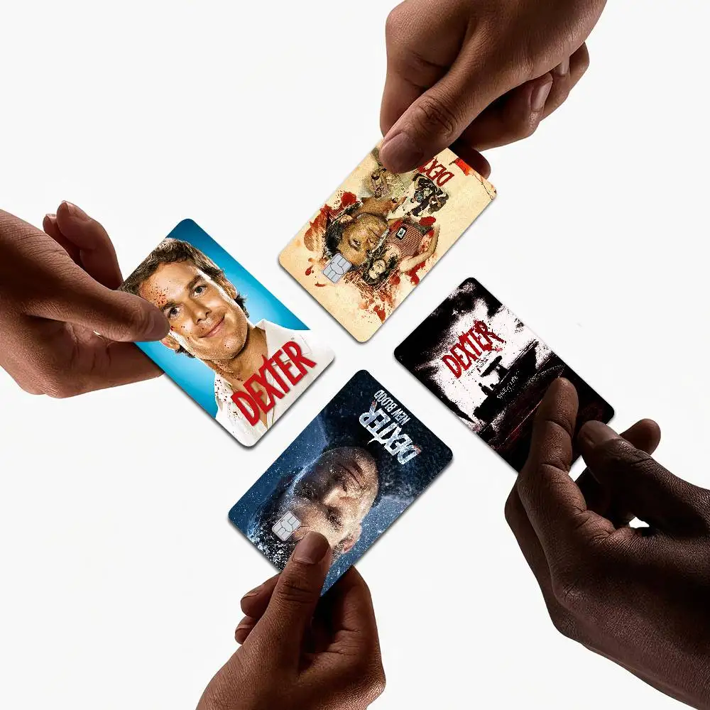 ملصقات جلدية لبطاقة الائتمان الأمريكية الكلاسيكية Horror TV Dexter بدون بقايا مقاومة للماء لبطاقة الائتمان VISA وبطاقة الوصول إلى مترو الأنفاق