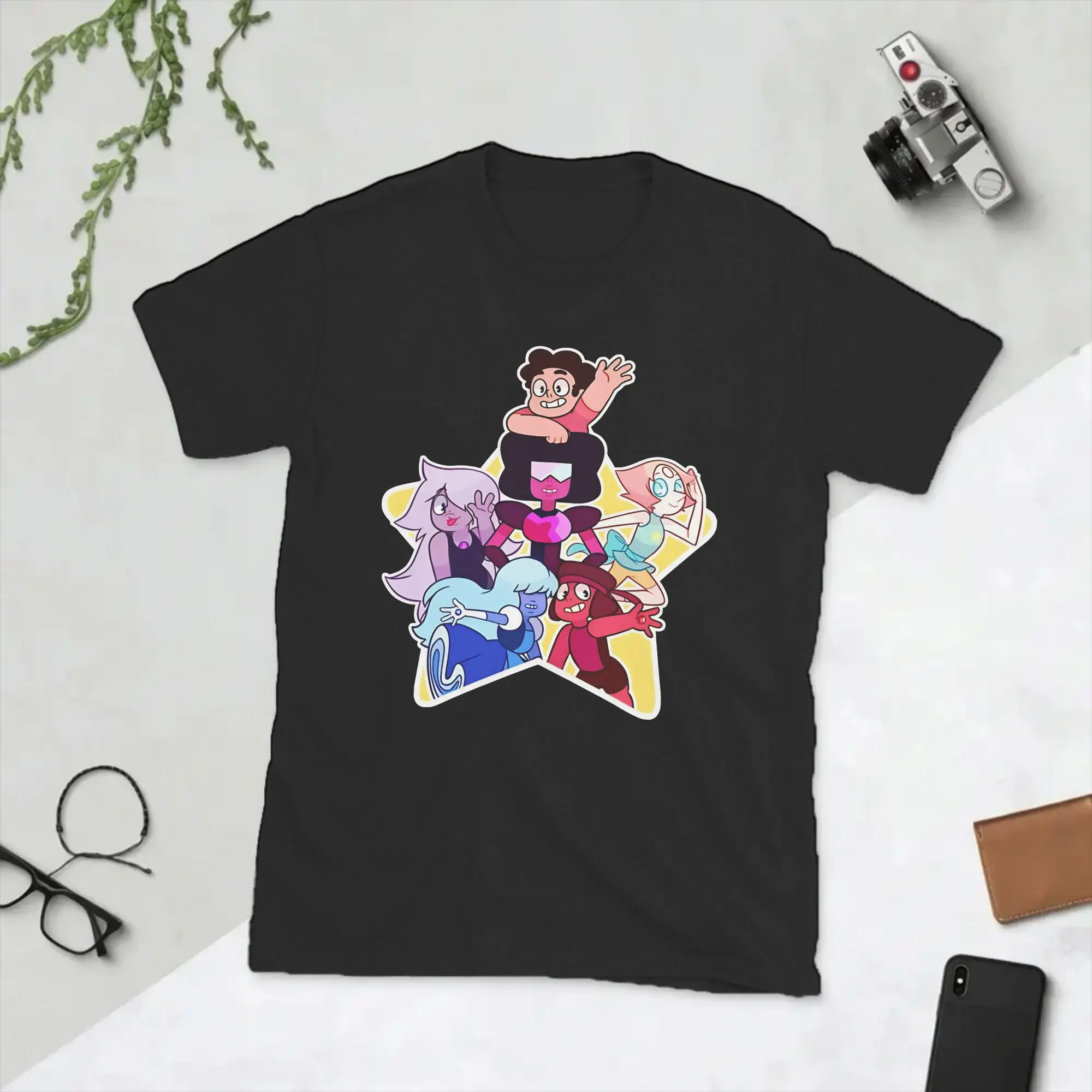 Cartoon Stevens Universes T Shirt Men's  Cotton Funny T-Shirts Round Collar  Tee Shirt Short Sleeve Clothing Plus Size
