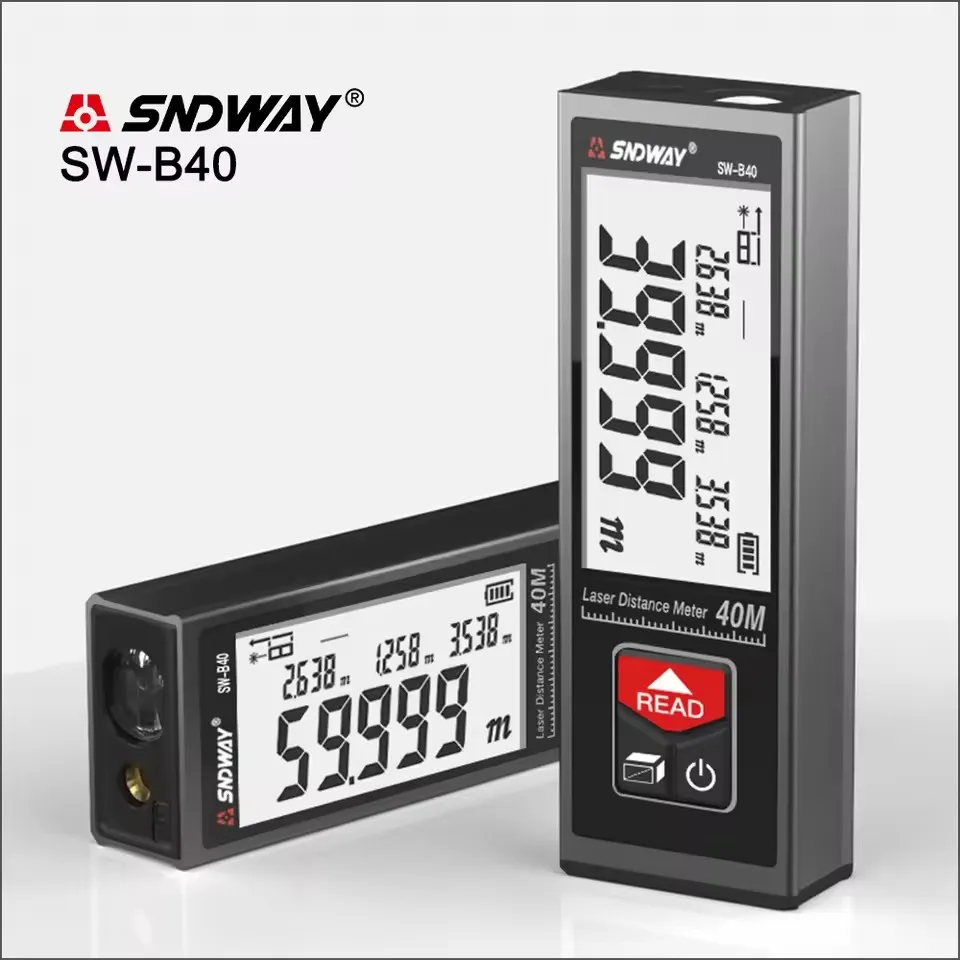 SNDWAY SW-B40 Laser Distance Meter Rangefinder Electronic Roulette Laser Digital Tape Range Finder Trena Measure 40M 50M 60M