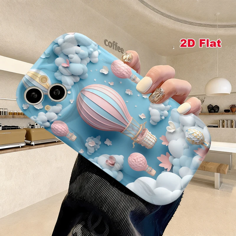 2D Flat Soft Silicone Phone Case For iPhone 17 Pro Max 16 18 Pro 13 11 15 14 Plus 12 17 16E 17Promax Shockproof Transparent Funda Cover