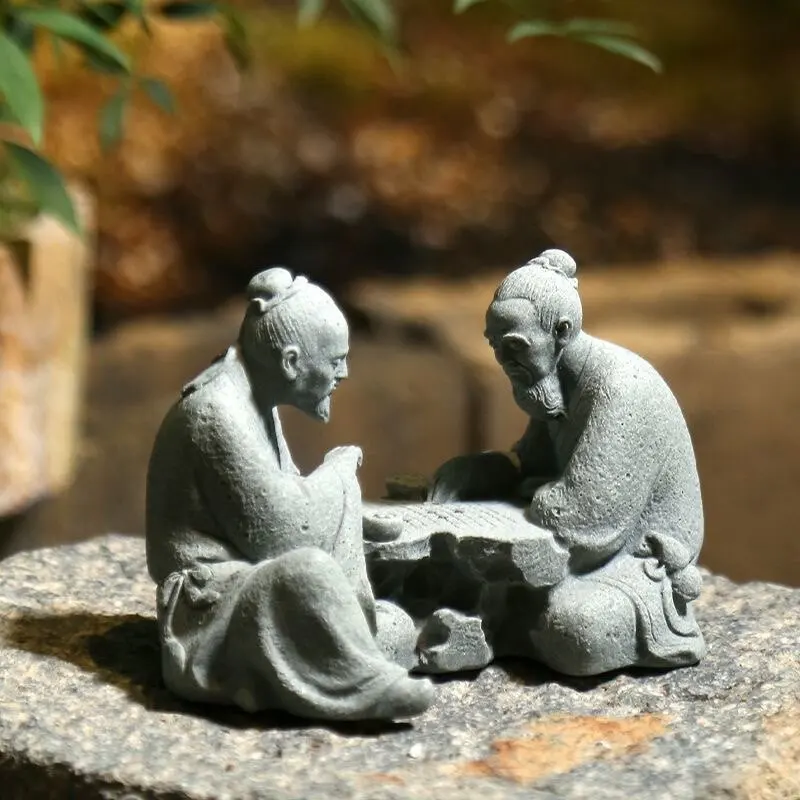 Chess Old Man Li Bai's Rockery Waterscape Decoration Small Fish Interior Water Flowing Bonsai Micro Landscape