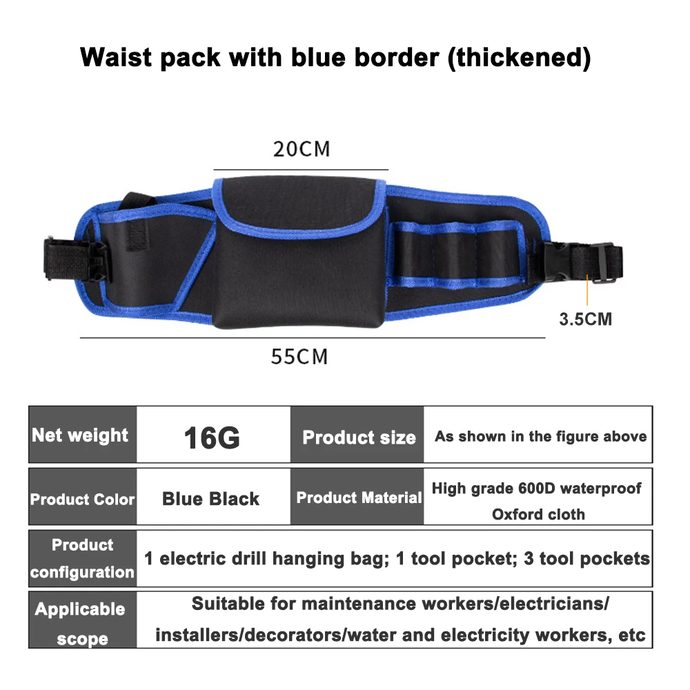 Imagem -03 - Impermeável Oxford Pano Multifuncional Tool Kit Cintura Pendurada Broca Elétrica Bolsa Eletricista Woodworking Bolsa