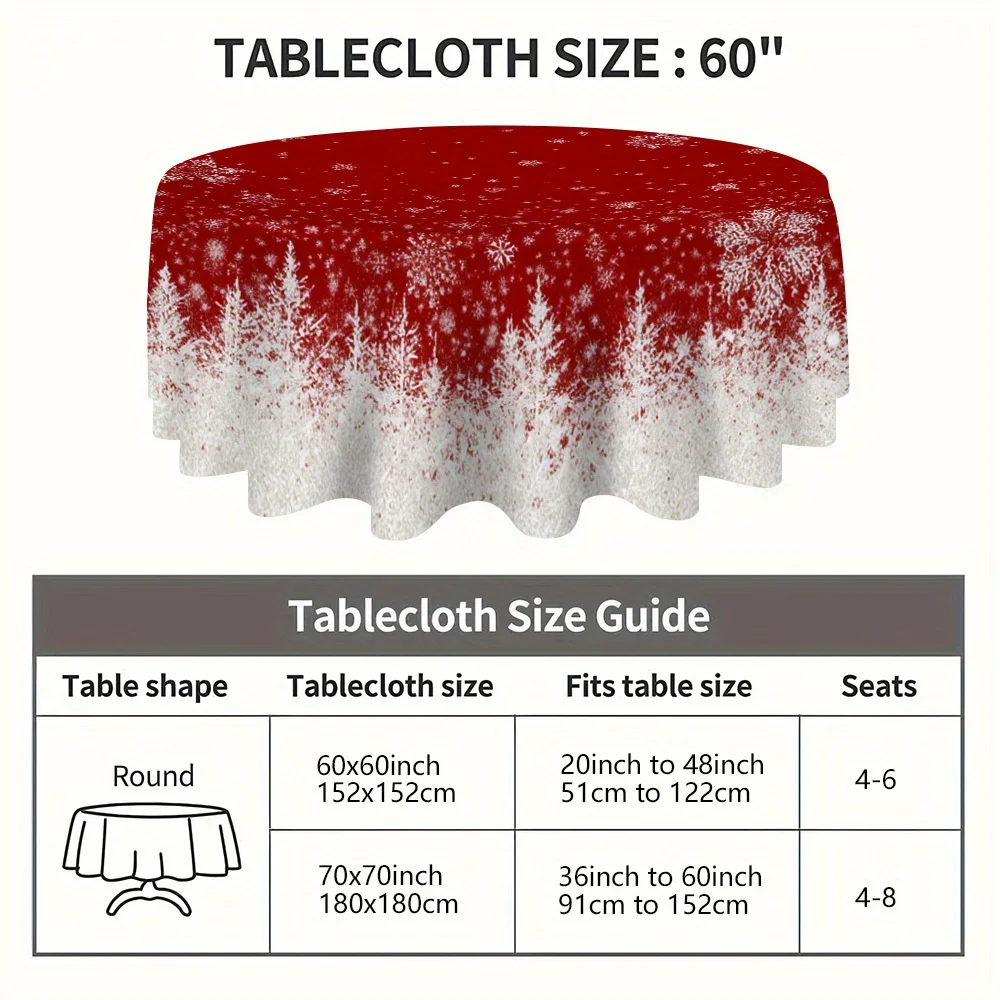 1 Christmas snowflake round tablecloth for family round tables to add charm to meals