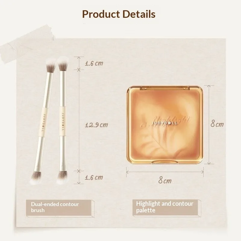 Judydoll デュアルエンド コンター ブラシ - アイシャドウ、鼻の輪郭形成、顔の輪郭形成用のソフトメイクアップブラシ、初心者に最適
