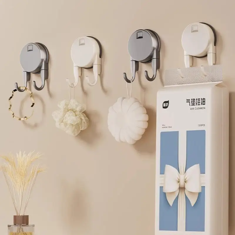 Suction Cup Hook No Drilling Required Dual Hooks Strong Load Bearing Bathroom Kitchen Door Back Clothes Hook