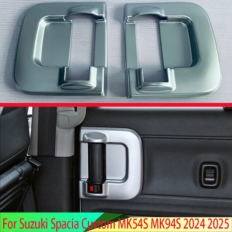 For Suzuki Spacia Custom MK54S MK94S 2024 2025 Car Accessories ABS Plated Middle Door Interior Handle Cover Grab Bowl Decoration