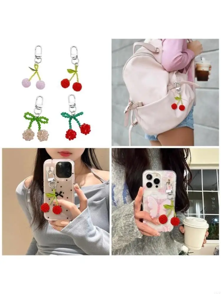 

Fashionable Cherries Charm Pendant Keychain Handbag Accessories Girls Rings