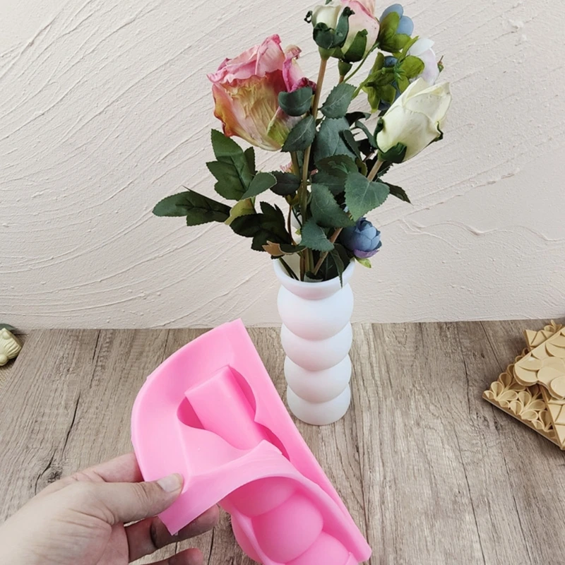 Flexible Silicone Flowerpot Mold Reusable DIY Resin Cement Molds Plaster Vases Moulds Craft Projects for Making Vase 3XUA