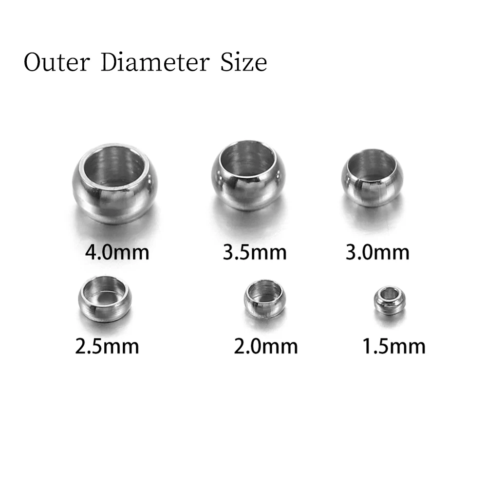 100/120pcs 1.5 2 2.5 3 3.5 4mm Stopper Spacer Beads Stainless Steel Positioning Ball Crimp End Beads for Jewelry Making Supplies