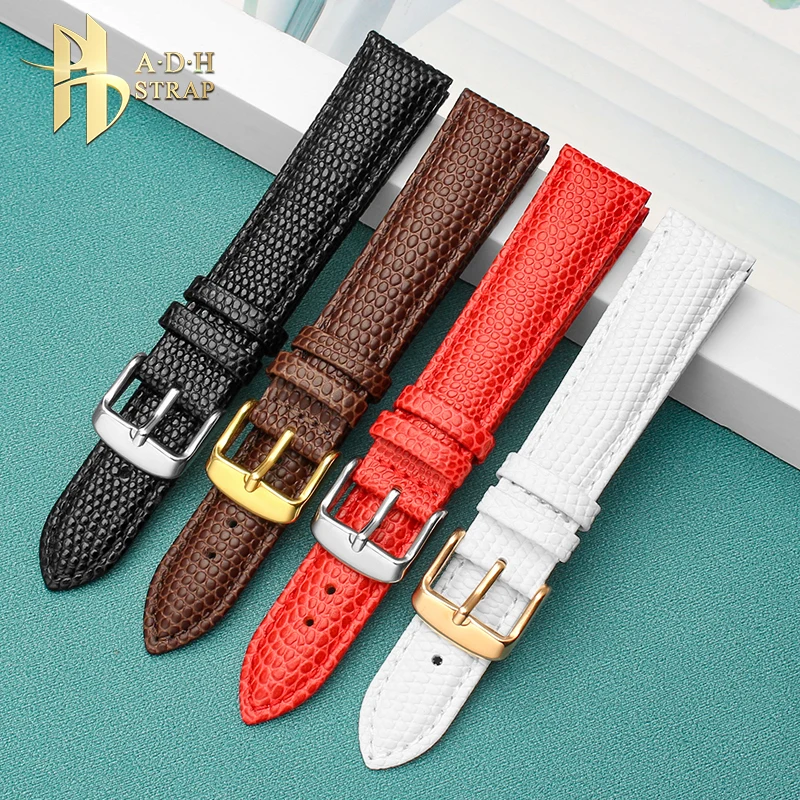 Fashion Lizard Leather Watch Strap For GC YA126.4 Armani AR11067 AR1674 Seagull 719.403LK Women's Watch Band 14 16 18 20MM