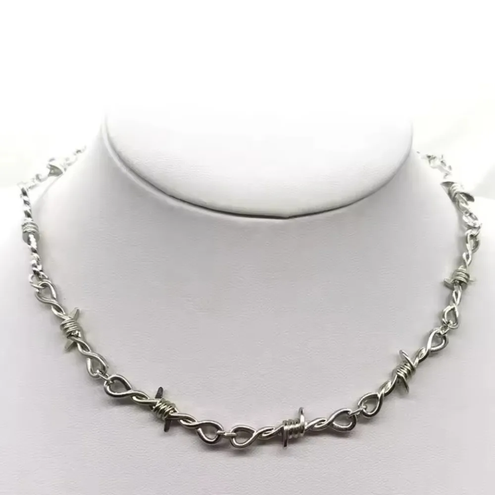 Unisex Choker Necklace Bracelet Women Hip-hop Gothic Punk Barbed Wire Little Thorns Chain Choker Jewelry Gifts